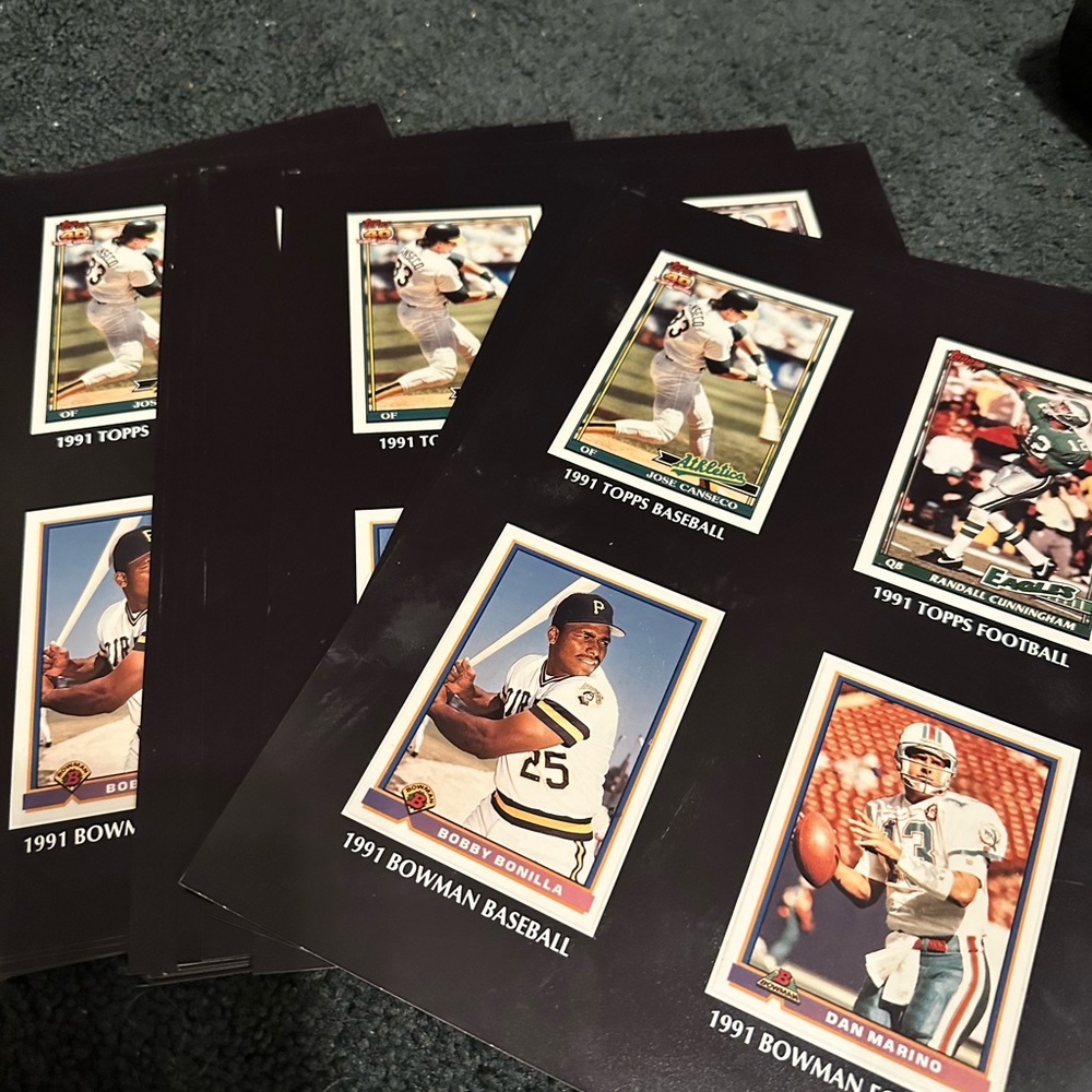 Photo Print Out Of 1991 Topps Cards